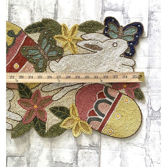 One Hundred 80 Degrees Beaded Bunny Easter Egg Table Runner Festive Spring Decor - Picture 8 of 8